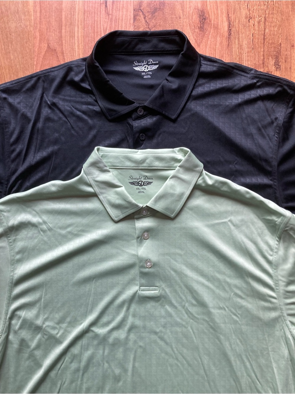 2 Straight Down Performance Mens XXL Golf Polo Shirts Black & Green Owasco CC